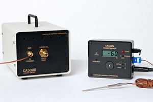 Model CA5000-C is a ULT Freezer Chamber Temperature Monitor with Alert Notification and Backup Injection of Cyogenic C02.