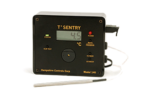 Model T Sentry 140: Single Sensor, Temperature Monitor with Alert Condition Indication and Ethernet Logging Software Integration Option.